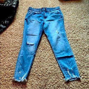 distressed blue jeans